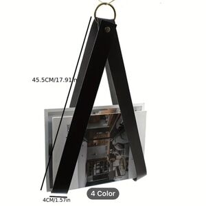 Black Leather Magazine Holder